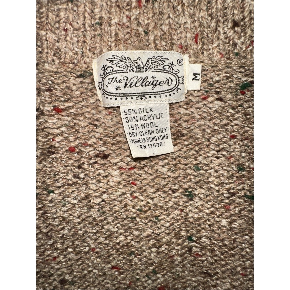 Vintage The Villager Brown Silk Wool Blend Cardigan SIZE Medium - Picture 5 of 9